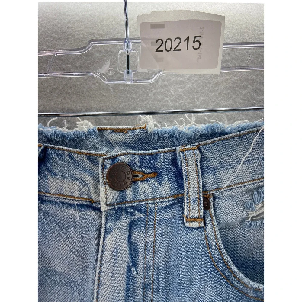 BDG Denim Shorts Women 26 Light Wash Distressed Embroidered Patch Boho Cutoffs
